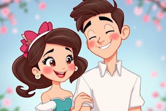 make cartoon disney couple portrait