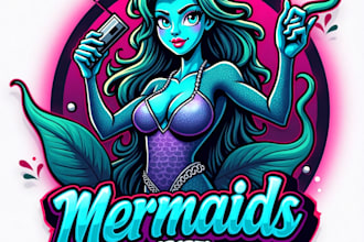 design high quality esport mermaid mascot logo with unlimited revision