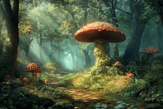 make a high quality 2d environment art, background art, fantasy art