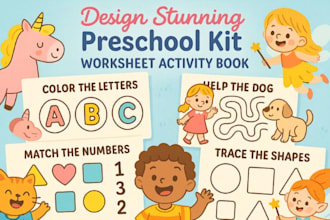 design stunning preschool kids worksheet activity book puzzle book coloring page