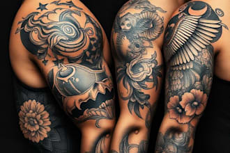 create sleeve tattoo design in realistic style