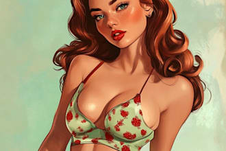 draw a pin up girl and pin up girl illustration