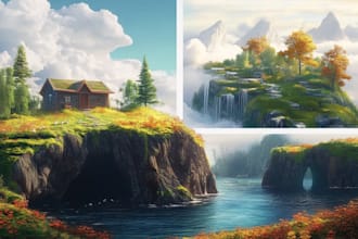 make a realistic digital landscape, oil painting, art