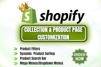 do shopify collection page layout product page design filters customization seo