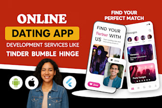 build online dating app,real time chat app,match making using flutter, firebase