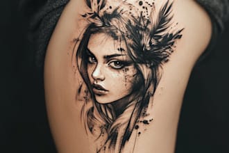 create sleeve tattoo design in geometric style