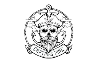 design super skull captains pink and cannabis hemp logo