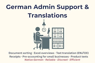 provide german admin support and translation services