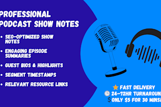 write podcast show notes and podcast summaries