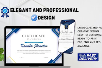 design certificates templates and professional award certificate in 12 hours