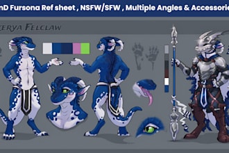 draw dnd furry reference sheet rpg fantasy character design furry nsfw
