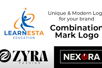 design a unique and modern combination mark logo for your brand