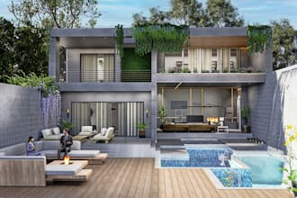 do 3d architectural design, living room interior, 3d rendering and 2d floor plan