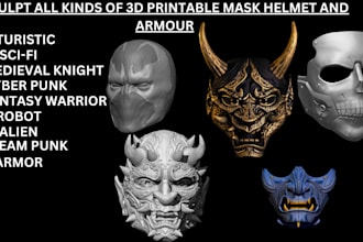 3d mask 3d helmet japanese mask halloween mask cosplay face mask oni 3d printing