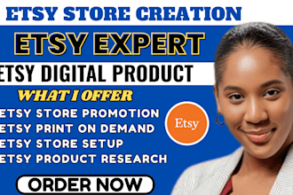 do esty store creation, esty shop, stan store, print on demand, digital product