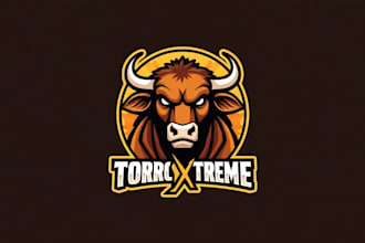 make eye catching angry bull head mascot logo design in my style