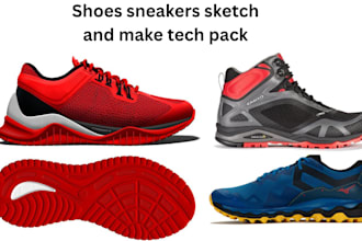 design a custom shoe, footwear, sneaker design with tech pack