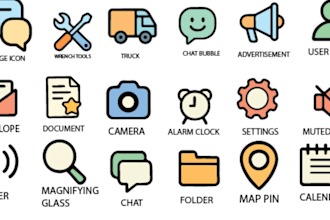 design custom line, flat, svg icons for your app or website