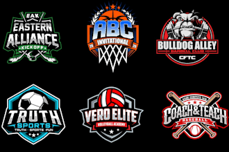 design baseball, basketball, soccer, hockey and any sports logo for your brand