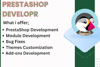 develop prestashop, bug fix, prestashop modules, themes customization, addon