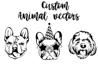 draw your pet portrait into a black and white vector silhouette stencil