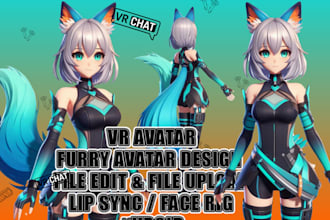 custom 3d furry avatar, nsfw fursona, vroid, rig, toggle, vr character unity