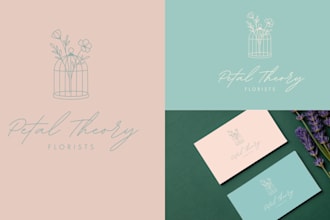 design hand drawn botanical boho minimalist logo