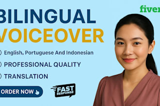 record a female voice over, english, portuguese, indonesian voice over