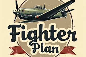 design high quality vintage fighter jet logo with fastest delivery