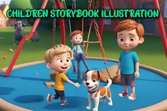 design children story book illustration, storybook 3d watercolor