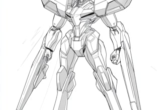 design any type of robot or mecha in lineart