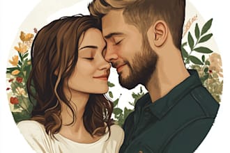 draw disney couple portrait illustration, family portrait