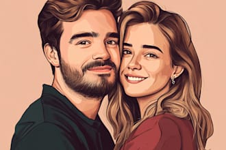 draw a couple portrait illustration
