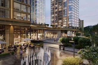 design 3d high rise multiple building,landscape modeling,commercial space render