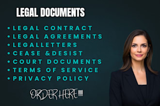 draft legal agreements, contracts, terms and condition, court motions, petitions