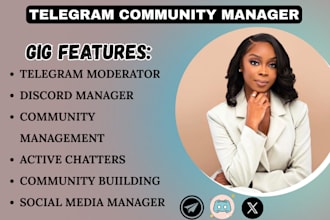 be your social media manager, telegram moderator, content creator