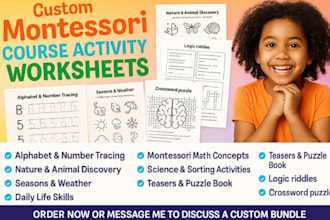 create themed montessori course activity worksheets for kids school curriculum