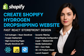 create shopify hydrogen dropshipping website fast react storefront design oxygen