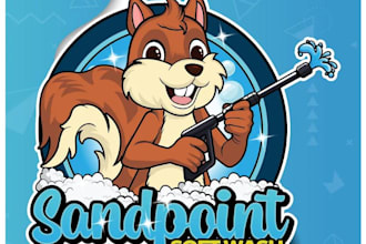 draw cartoon mascot pressure washing logo design