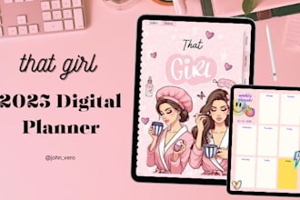 design custom digital planner, responsive and hyperlinked for your etsy shop
