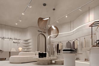do 3d retail store interior design for boutique fashion store and clothing store
