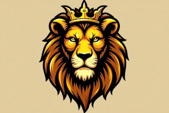 design outstanding king lion head mascot logo  with express delivery
