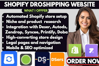 create automated shopify store using deser autods zendrop syncee printify doba