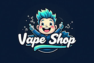 make eye catching vape shop mascot logo design  only 12 hours