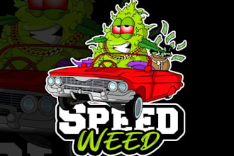 make weed cannabis cartoon logo for your business