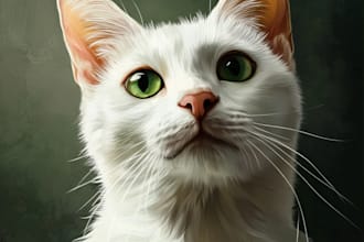 draw amazing digital pet portrait painting such as cat, other animal