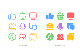custom flat line art icons for apps, saas UI UX