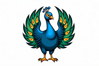 design an awesome peacock bird mascot logo in 12 hours
