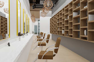 rebuild 3d interior decor, cosmetic spa, hair salon, barber shop,showroom render
