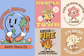 hand draw and vectorize a custom retro mascot